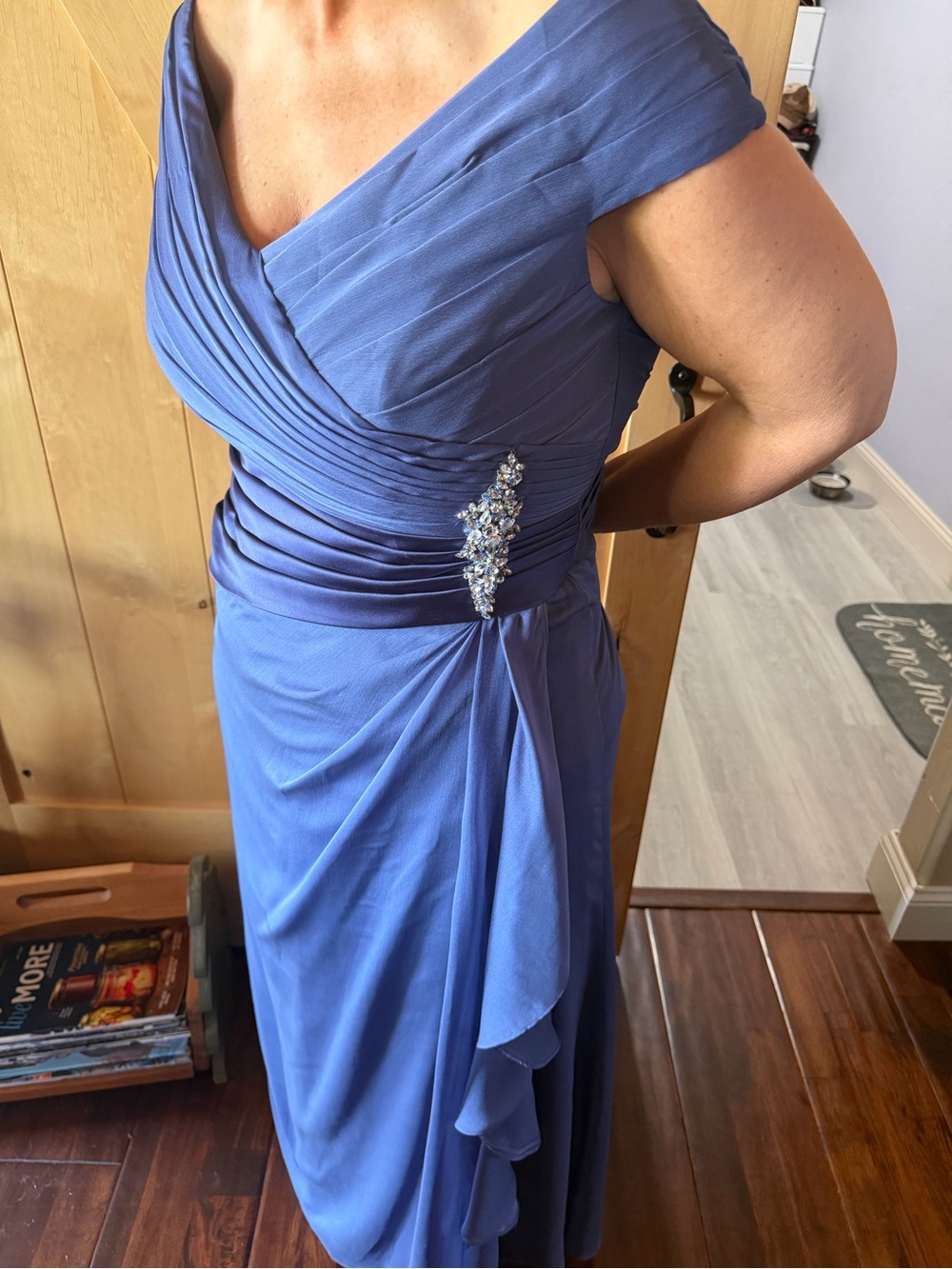 JADE Jasmine Bridal Off-Shoulder Periwinkle /Blue Gown with Draped Waist